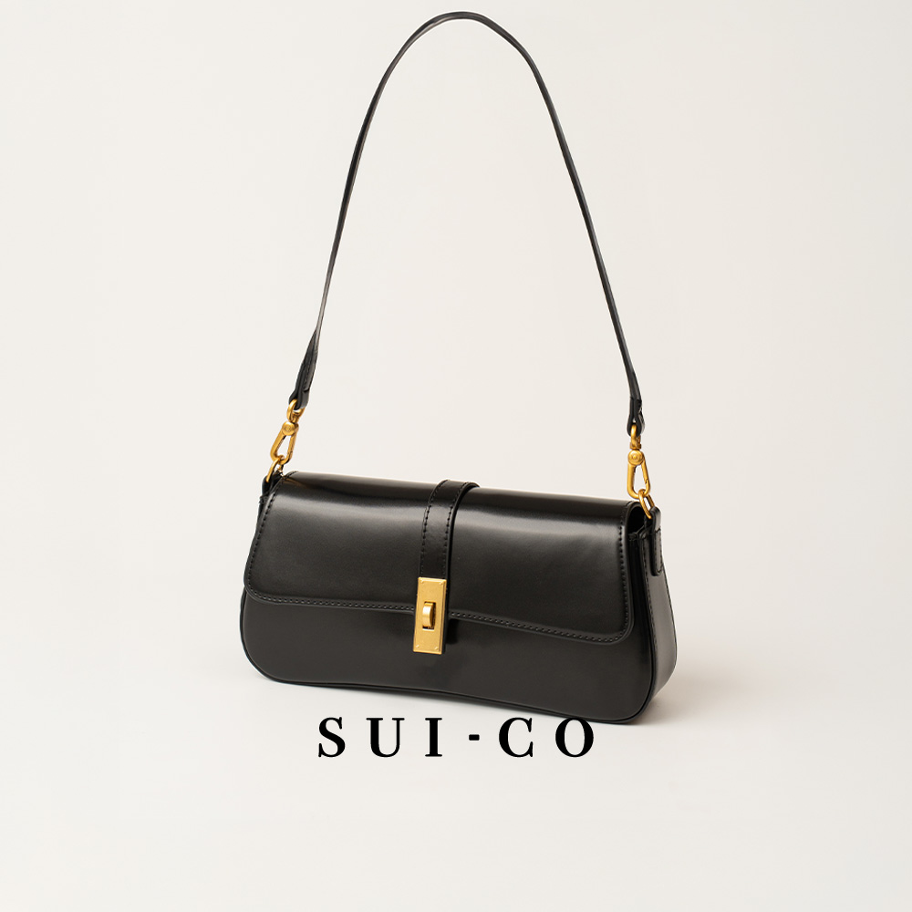 Cellia Baguette Bag – Brown & Black Cowhide Leather