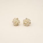 Roselle cream white rose stud earrings on S925 sterling silver post