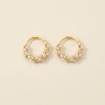 Celeste Pearl Hoops in Gold Tone - Front View