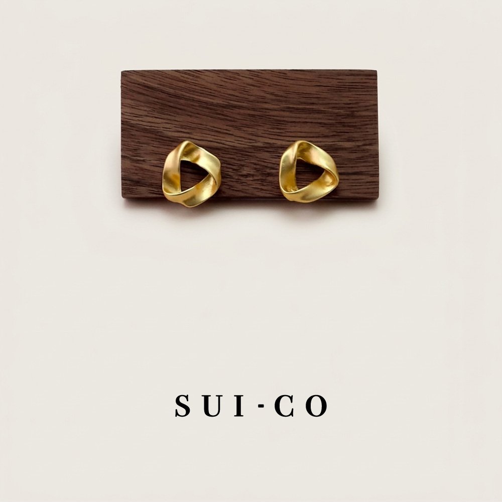 Apex Triangle Twist Studs: 15mm Matte Gold Geometric S925 Earrings