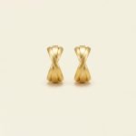 Lina twist hoop studs in matte gold tone sui-co