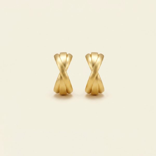Lina twist hoop studs in matte gold tone sui-co