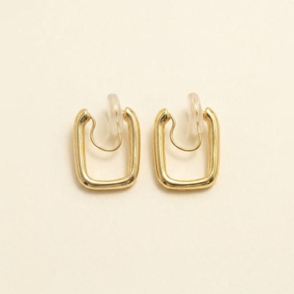Noria square coil clip on earrings in gold and silver finish sui-co