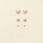 Amara petite zircon stud earring set with butterfly floral and gold bead studs sui-co
