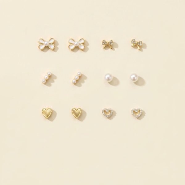 Maelis 6 days imitation pearl and zircon earring set by sui-co