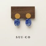 Zola: Blue and Yellow Molded Resin Drop Earrings