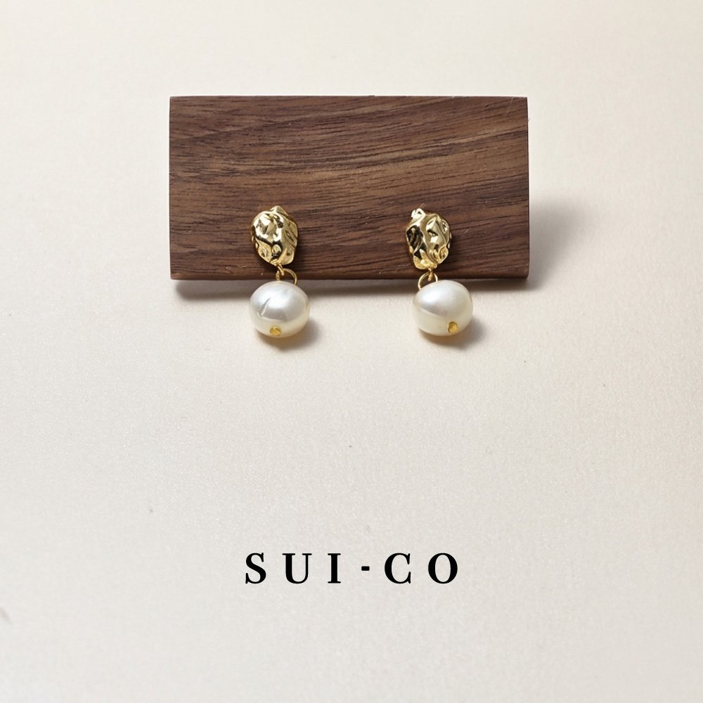 Kaya: Uneven Liquid Geometric Freshwater Pearl S925 Earrings