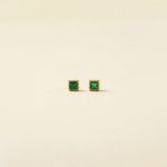Emerald mini square zircon S925 geometric stud earrings in gold tone sui-co
