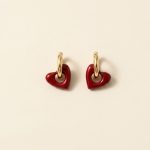 Cara 2-in-1 gold hoop with flamingo red heart earrings sui-co