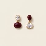 Rumi wine red geometric convertible drop earrings gold tone sui-co