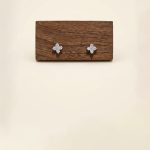 Close up of four petal zircon floral stud earring S925 sterling silver post sui-co.my