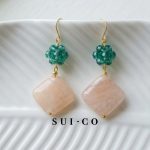 Handcrafted natural peach moonstone gemstone texture gold plated hook earrings sui-co